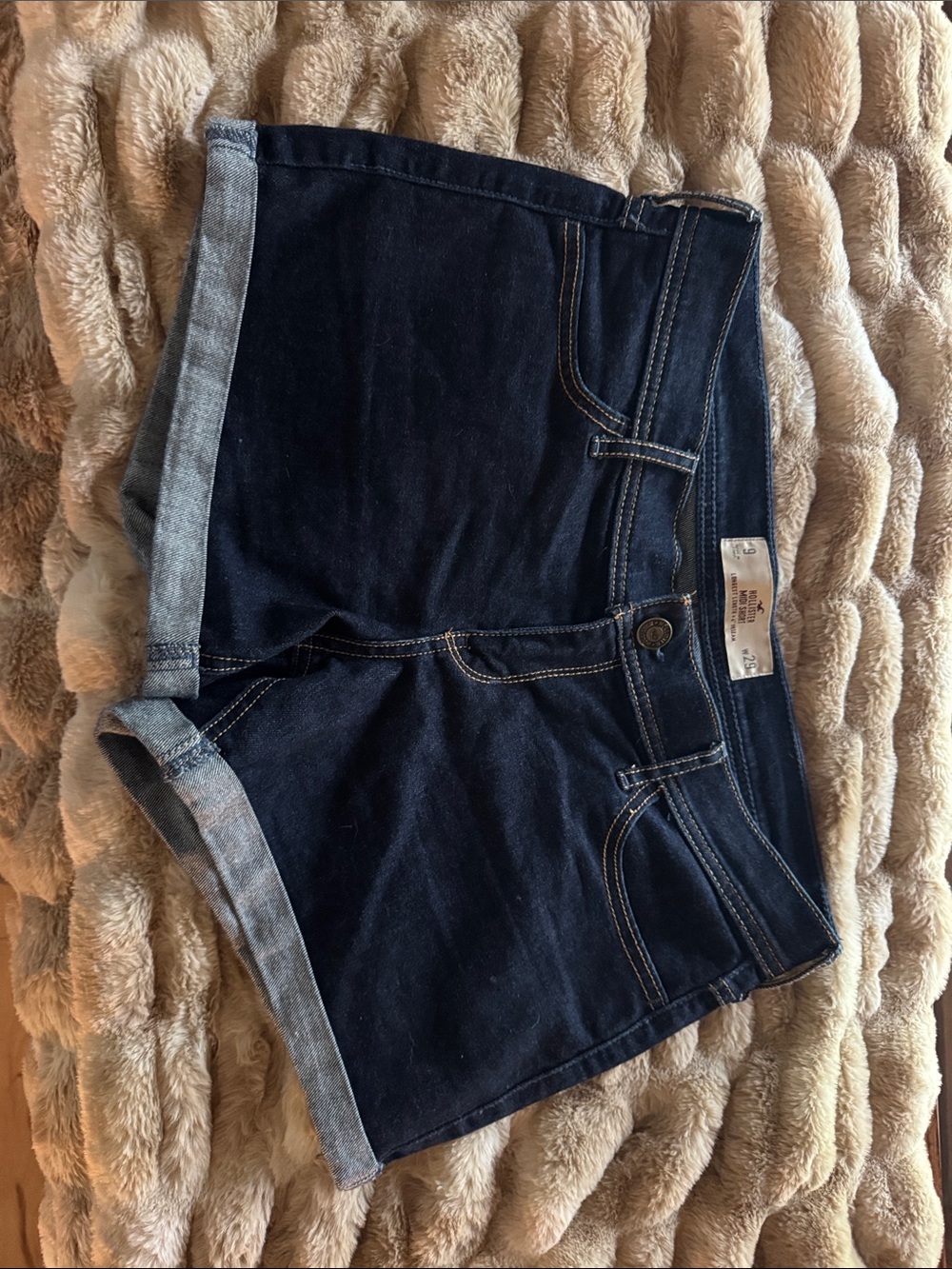 Hollister Dark Indigo Roll-Cuff Denim Shorts
